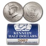 2007-P Kennedy Half Dollar 20-Coin Mint Roll BU (Mint Wrapped)