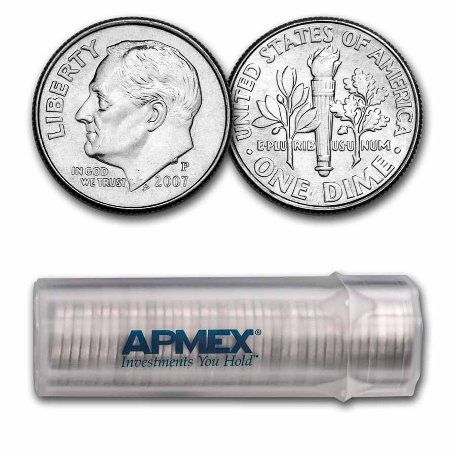 2007-P Roosevelt Dime 50-Coin Roll BU