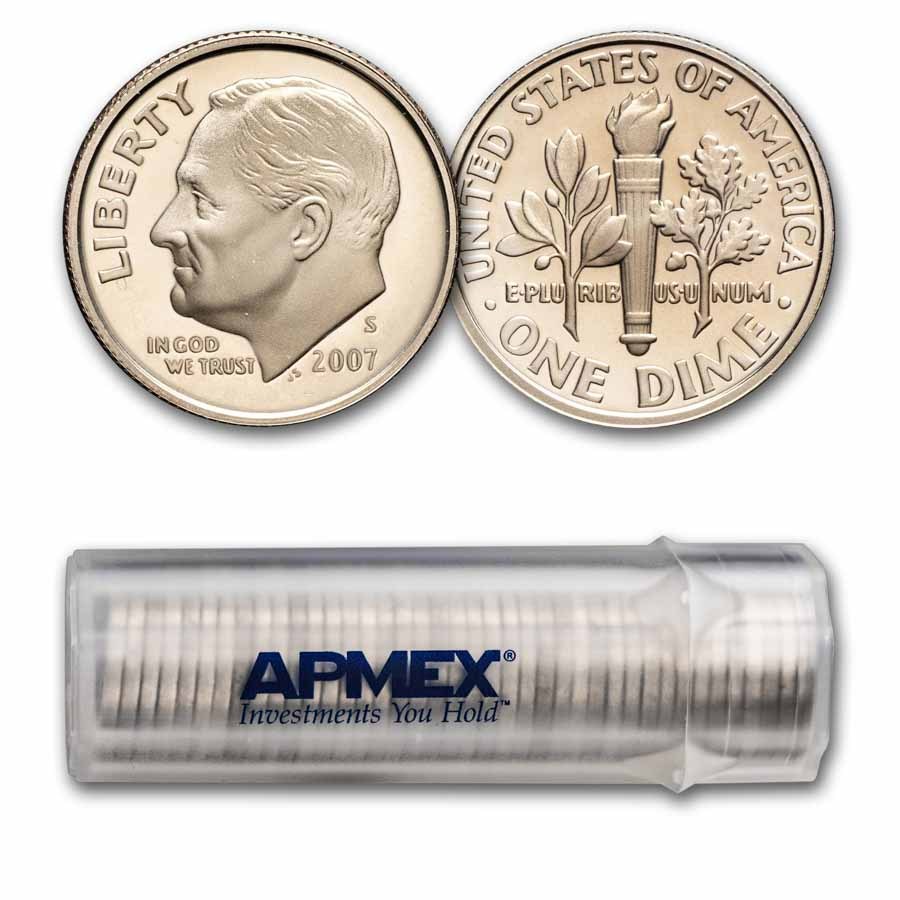2007-S Roosevelt Dime 50-Coin Roll Proof (Clad)