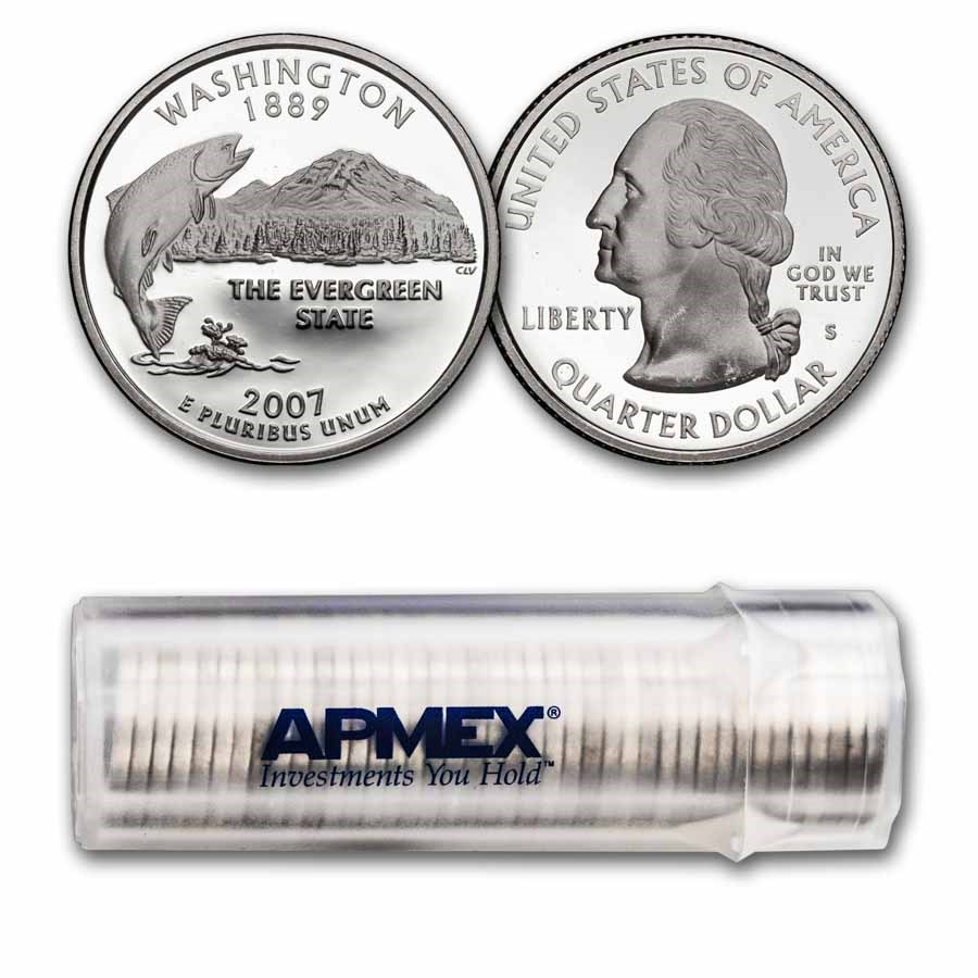 2007-S Washington State Quarter Gem Proof (Silver) 40-Coin Roll