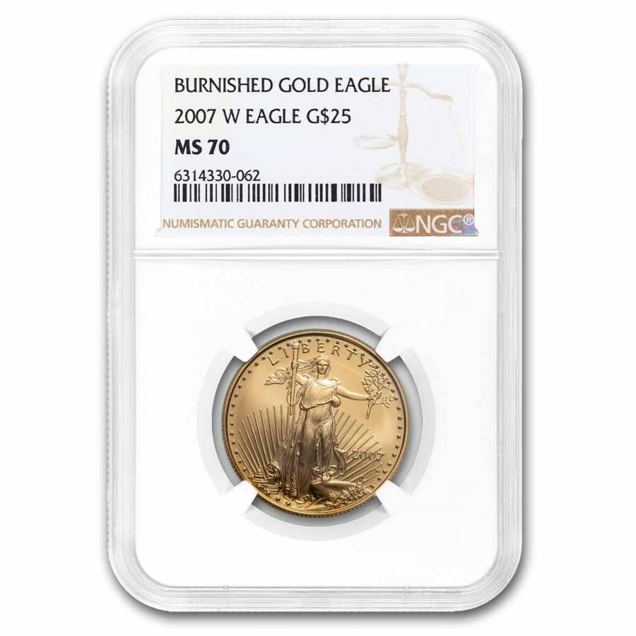2007-W 1/2 oz Burnished American Gold Eagle MS-70 NGC