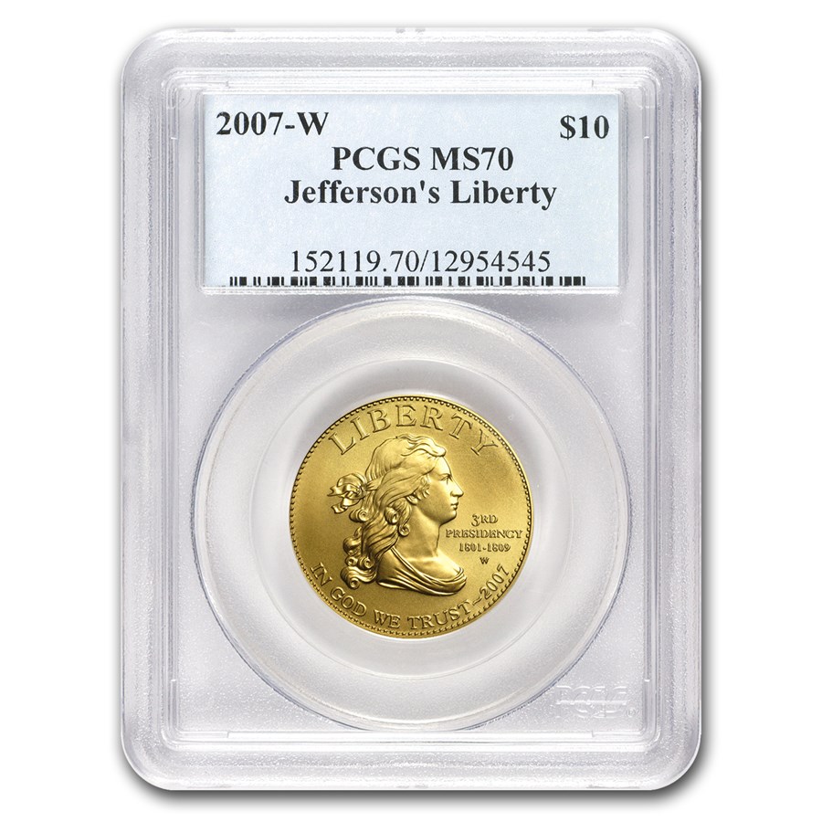 2007-W 1/2 oz Gold Jefferson's Liberty MS-70 PCGS
