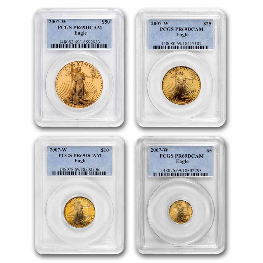 2007-W 4-Coin Proof American Gold Eagle Set PR-69 PCGS
