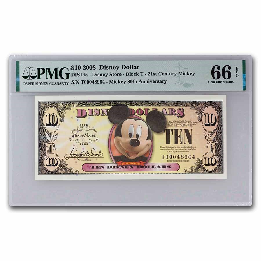2008 $10.00 (T) Bobble Head Mickey CU-66 EPQ PMG (DIS#145)