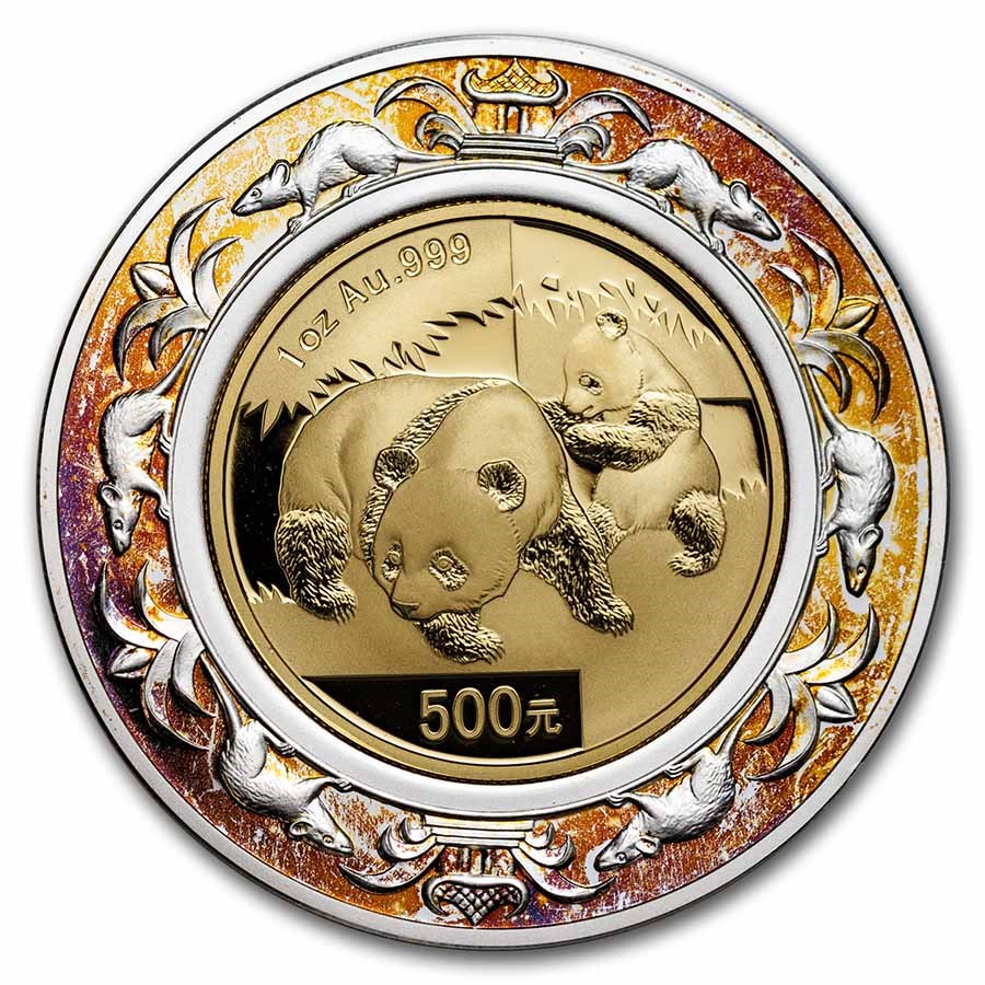 2008 China 1 oz Gold Bi-Metallic Panda Lunar Rat (w/ Box & COA)