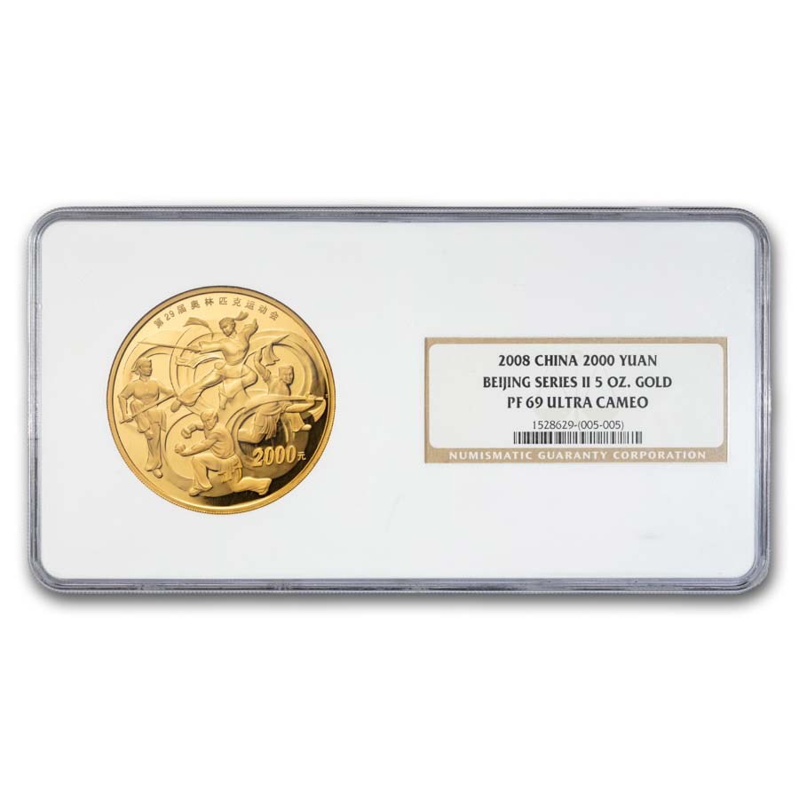 2008 China 5oz Gold 2000 Yuan Beijing Olympics Series 2 PF-69 NGC