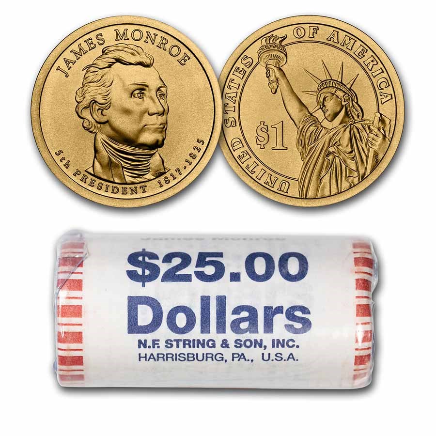 2008-D James Monroe 25-Coin Presidential Dollar Roll