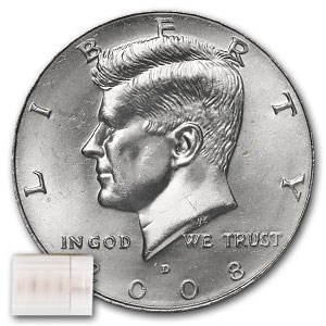 2008-D Kennedy Half Dollar 20-Coin Roll BU