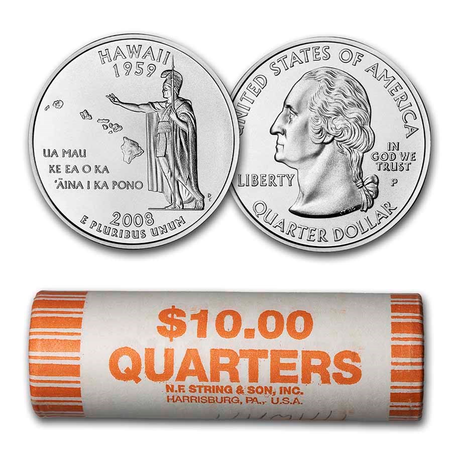 2008-P Hawaii Statehood Quarter 40-Coin Roll BU