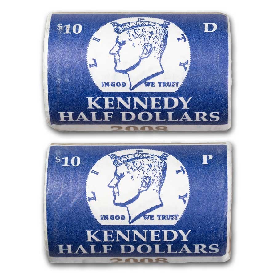 2008-P&D Kennedy Half Dollar 20-Coin 2 Rolls Set (Mint Wrapped)