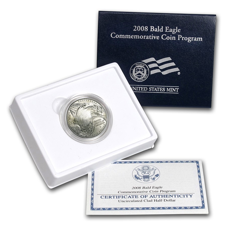 2008-S Bald Eagle 1/2 Dollar Clad Commem BU (w/Box & COA)