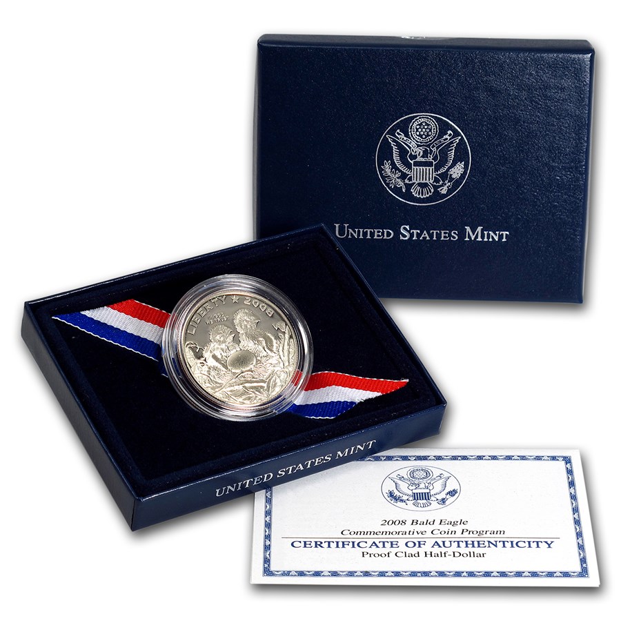 2008-S Bald Eagle 1/2 Dollar Clad Commem Proof (w/Box & COA)