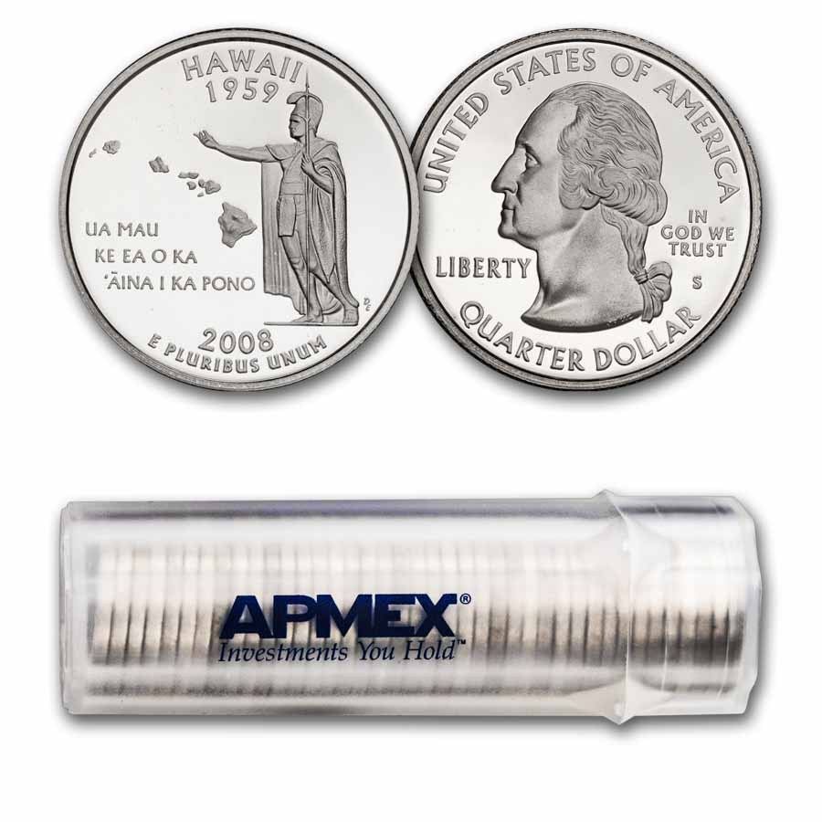 2008-S Hawaii State Quarter 40-Coin Roll Gem Proof