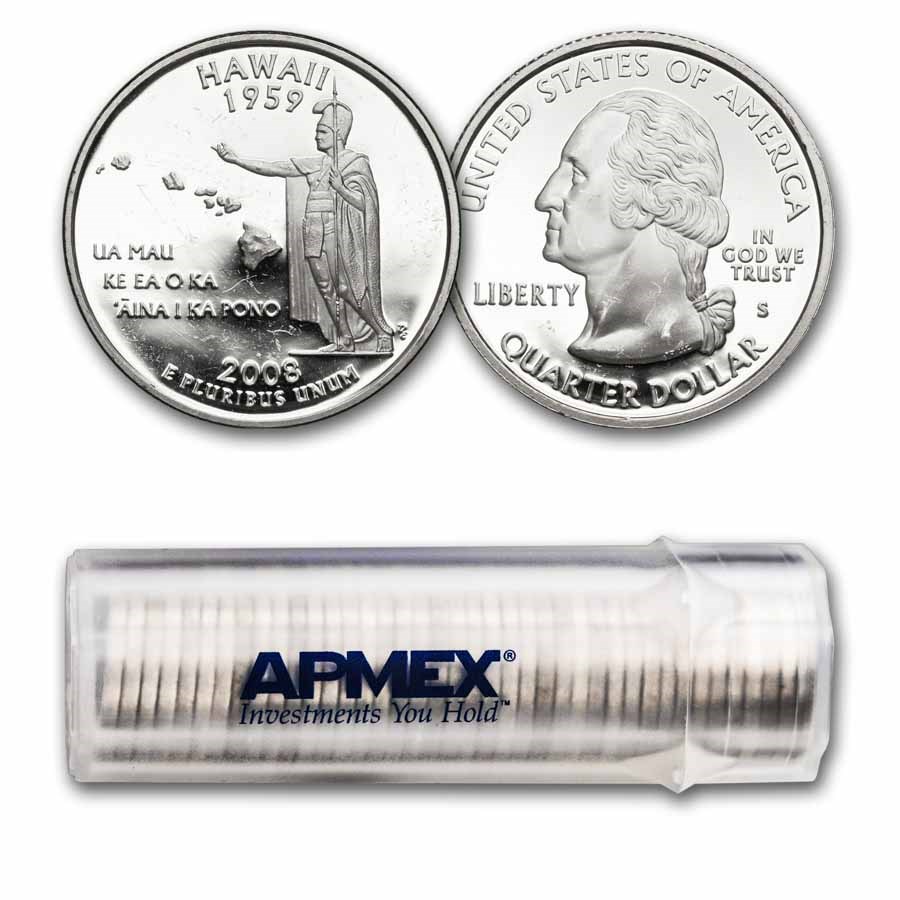 2008-S Hawaii State Quarter Gem Proof 40-Coin Roll (Silver)