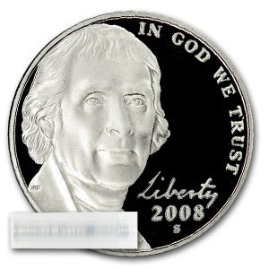 2008-S Jefferson Nickel 40-Coin Roll Proof