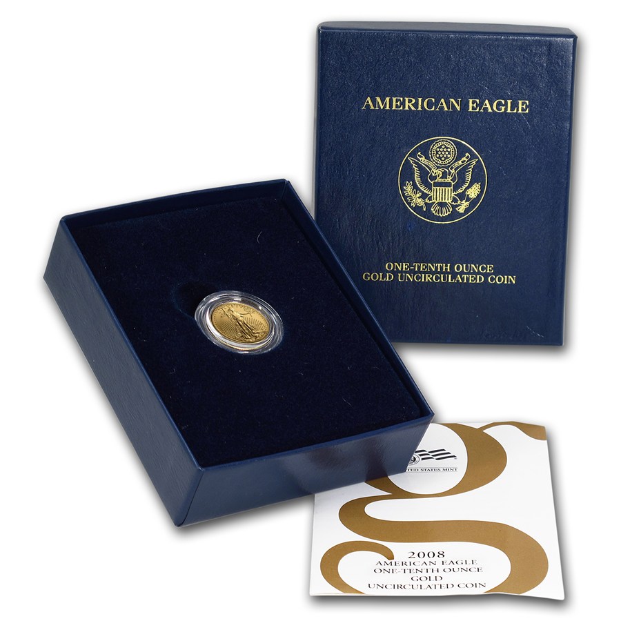 2008-W 1/10 oz Burnished American Gold Eagle (w/Box & COA)