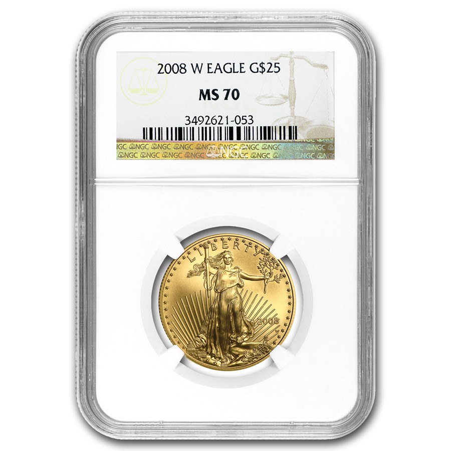 2008-W 1/2 oz Burnished American Gold Eagle MS/SP-70 NGC