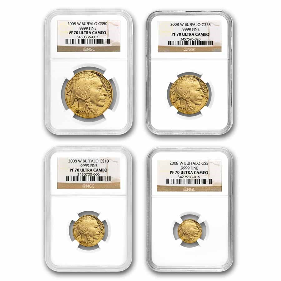 2008-W 4-Coin Proof Gold Buffalo Set PF-70 NGC