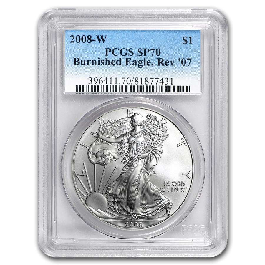 2008-W Burnished American Silver Eagle SP-70 PCGS (Rev '07)