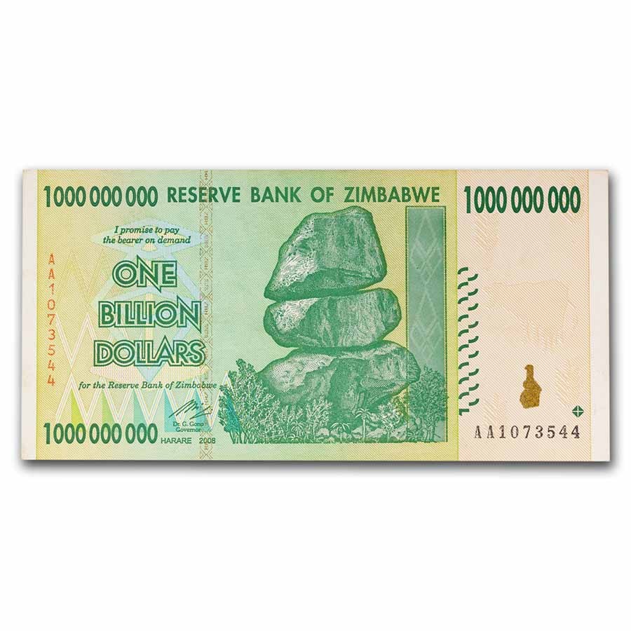 2008 Zimbabwe 1 Billion Dollars Trees Elephant Avg Circ