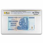 2008 Zimbabwe 100 Trillion Dollars Cape Buffalo CU-66 PPQ PCGS