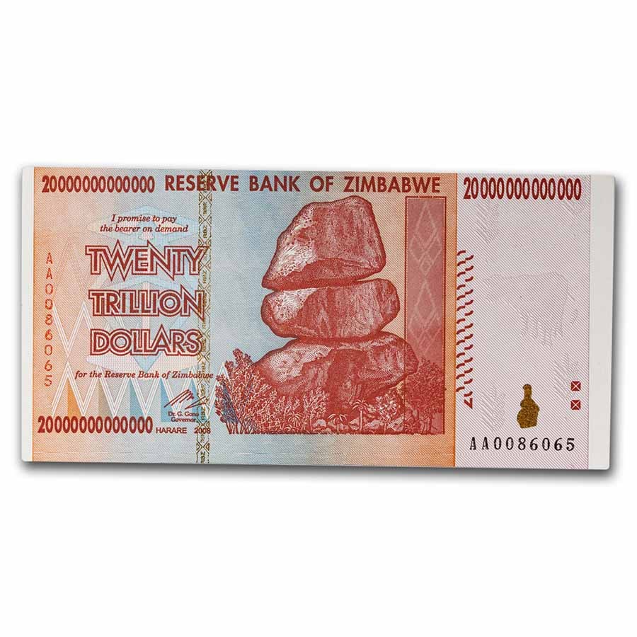 2008 Zimbabwe 20 Trillion Dollars Miner/Grain Elevators Unc