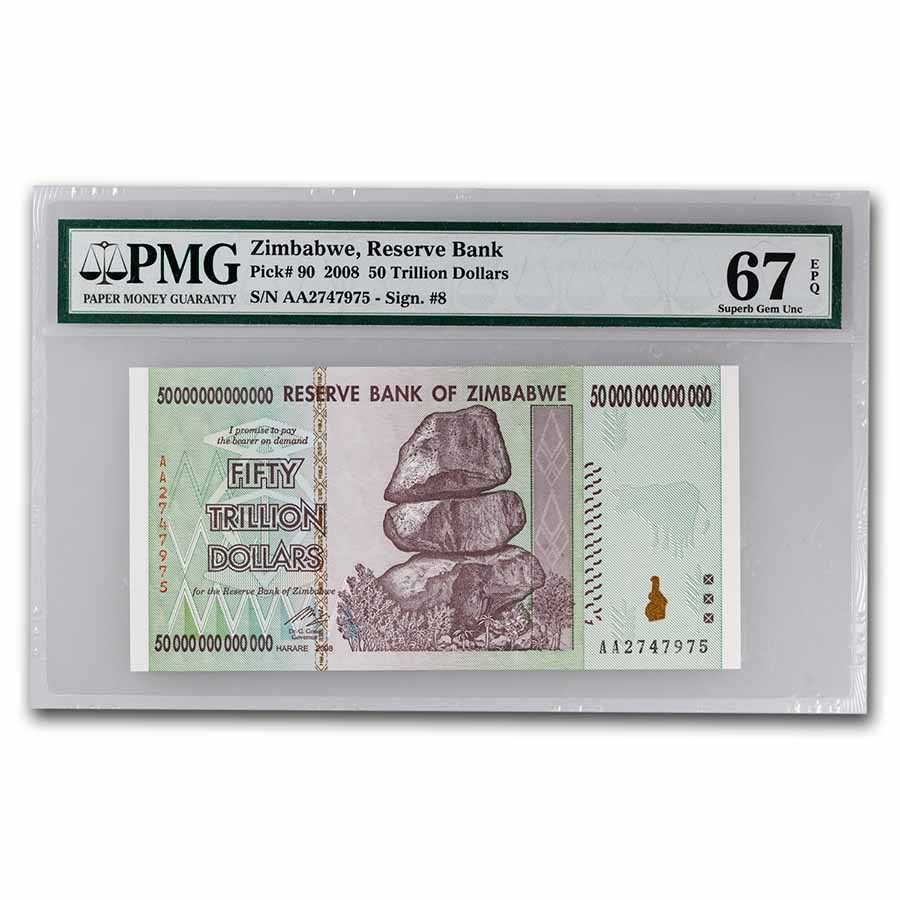 2008 Zimbabwe 50 Trillion Dollars Dam Elephant CU-67 EPQ PMG