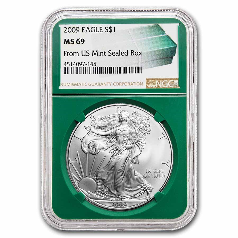 2009 American Silver Eagle MS-69 NGC (Green Holder)