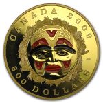 2009 Canada Proof Gold $300 Summer Moon Mask (Scratched)