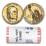 2009-D John Tyler 25-Coin Presidential Dollar Roll
