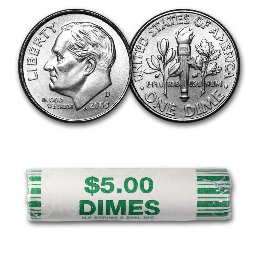 2009-D Roosevelt Dime 50-Coin Roll BU