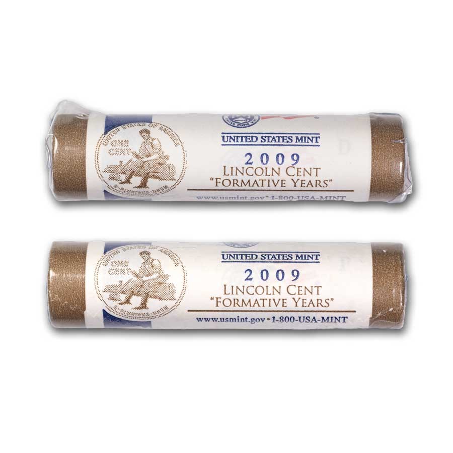 2009 Lincoln Cent Formative Years (P&D 2 Roll Mint Wrapped Set)