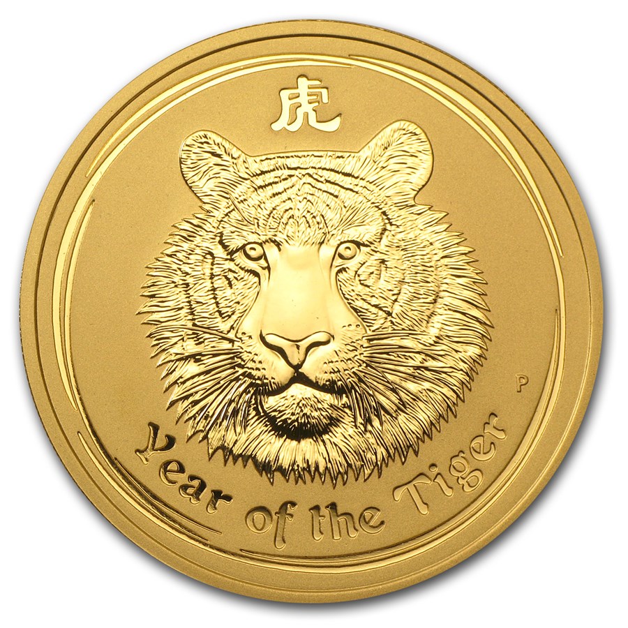 2010 Australia 2 oz Gold Lunar Tiger BU (Series II)