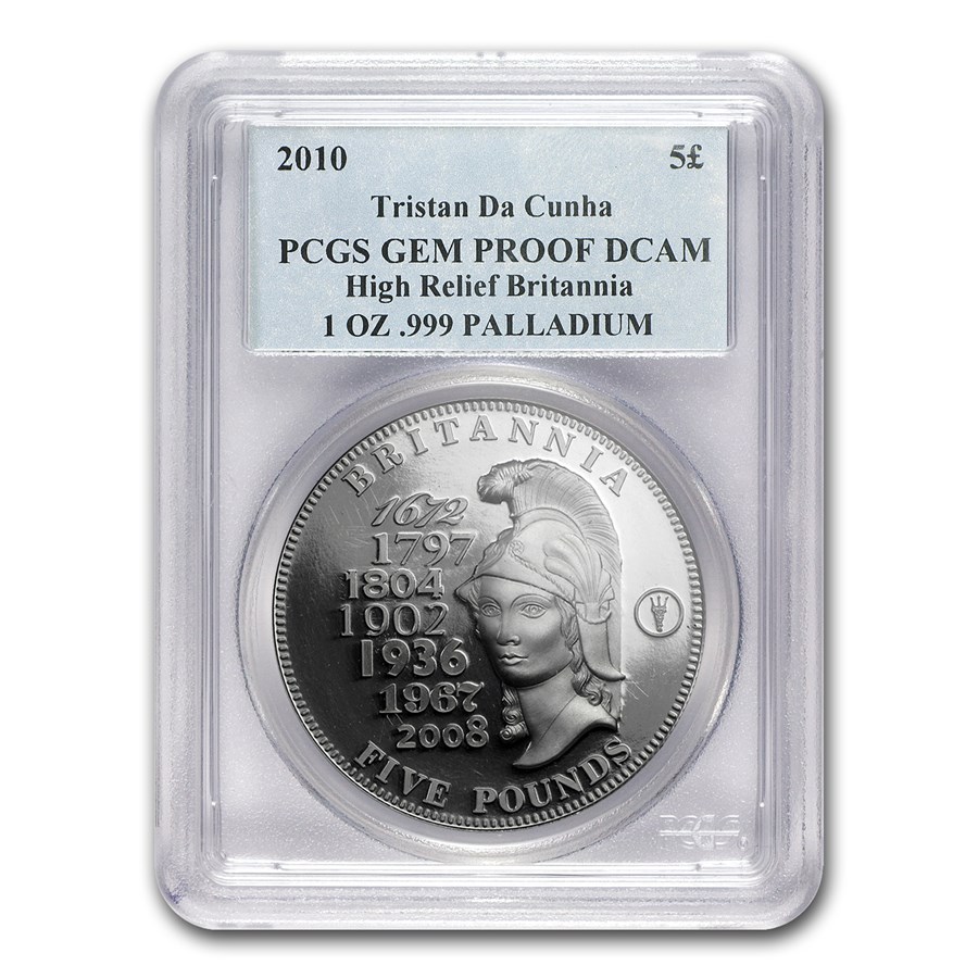 2010 Britannia Tristan Da Cunha Palladium £5 Gem Proof PCGS