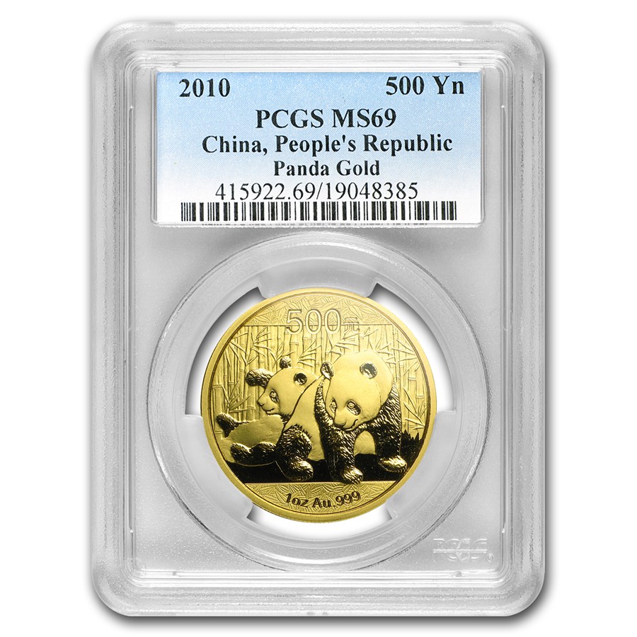 2010 China 1 oz Gold Panda MS-69 PCGS