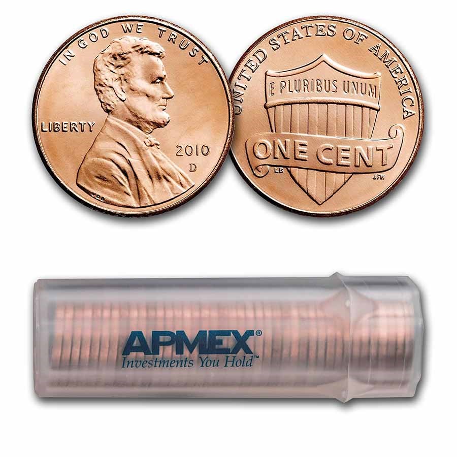2010-D Lincoln Cent 50-Coin Roll BU