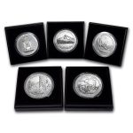 2010-P 5-Coin 5 oz Silver Burnished ATB Set (w/Box & COA)