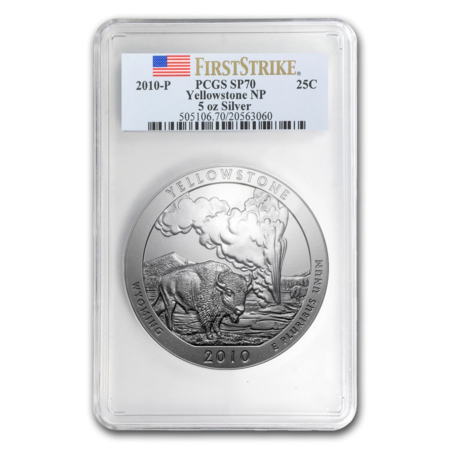 2010-P 5 oz Silver ATB Yellowstone SP-70 PCGS (FirstStrike®)