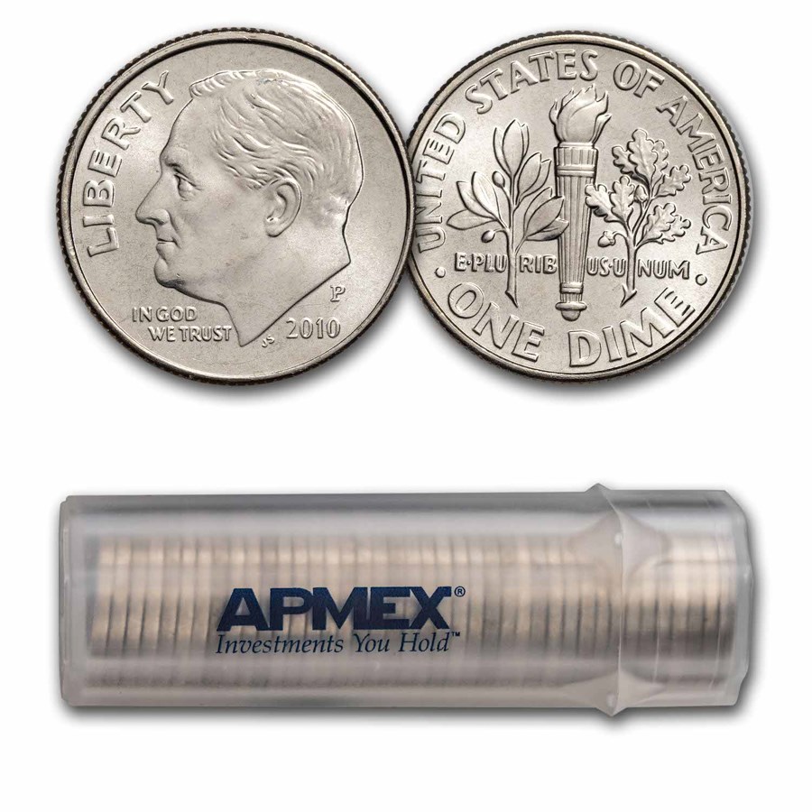 2010-P Roosevelt Dime 50-Coin Roll BU