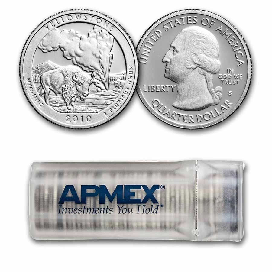 2010-S ATB Quarter Yellowstone Park Gem Proof 40-Coin Roll