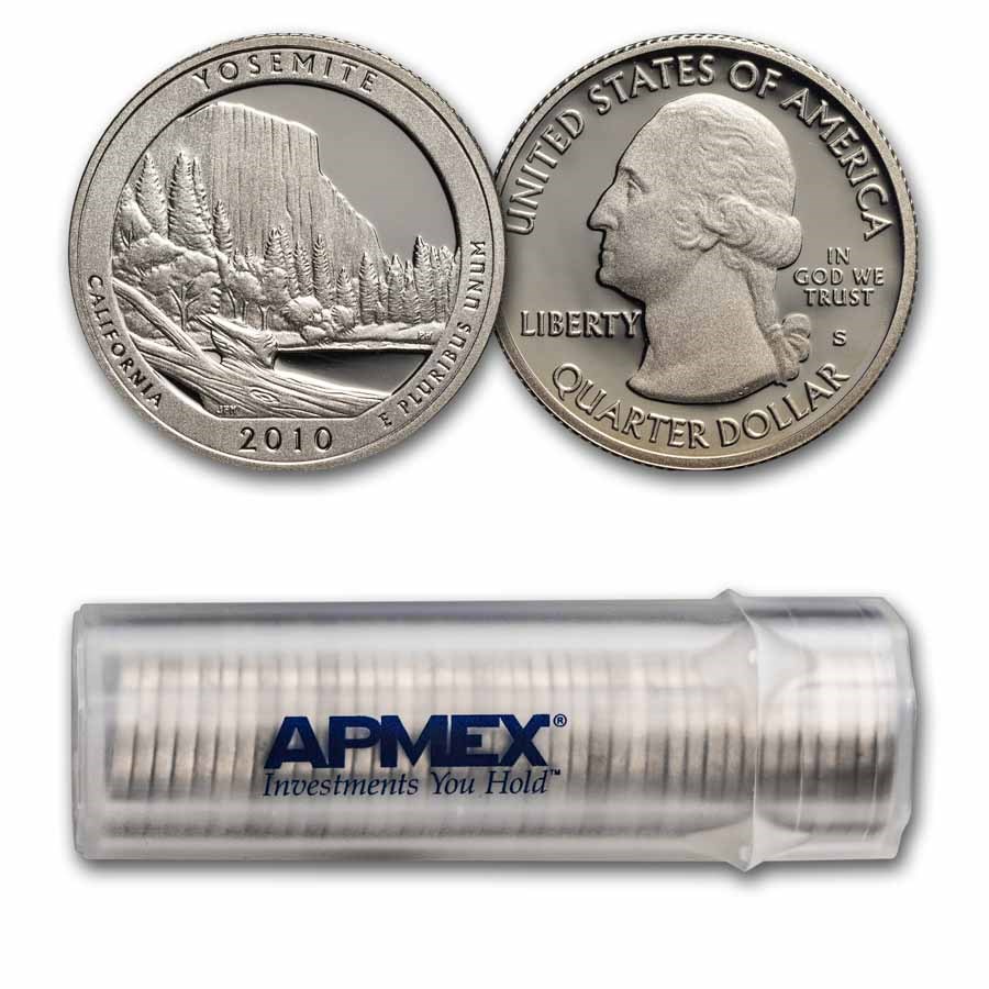 2010-S ATB Quarter Yosemite Park Proof 40-Coin Roll (Silver)