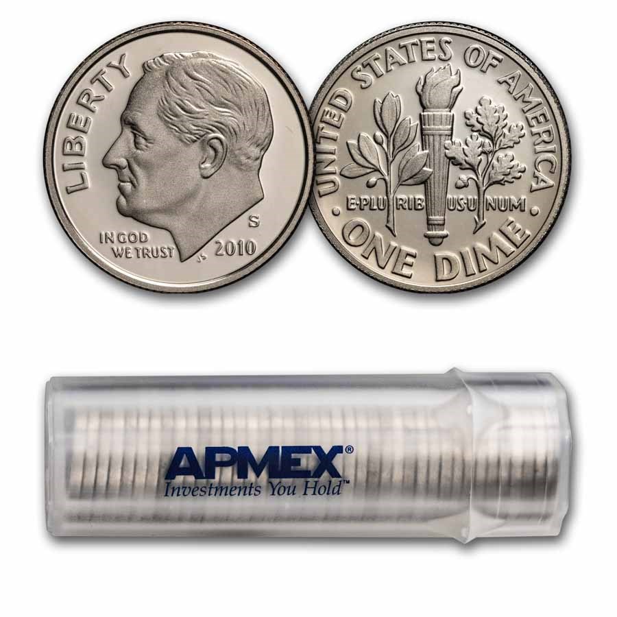 2010-S Roosevelt Dime 50-Coin Roll Proof