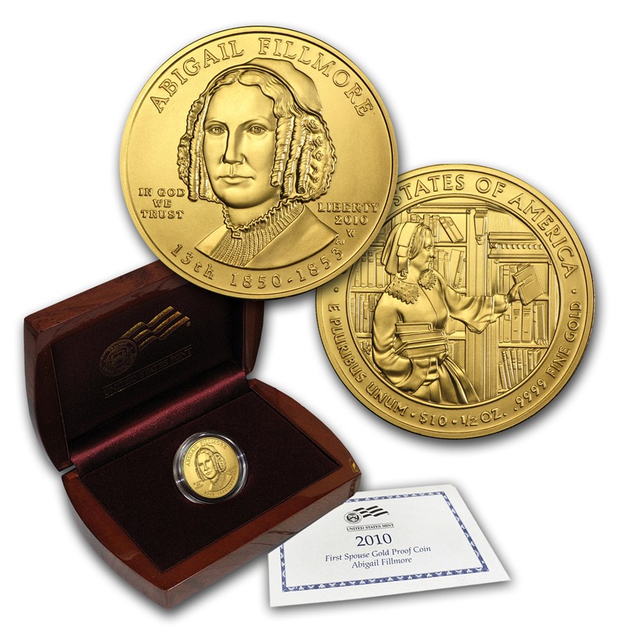 2010-W 1/2 oz Gold Abigail Fillmore BU (w/Box & COA)