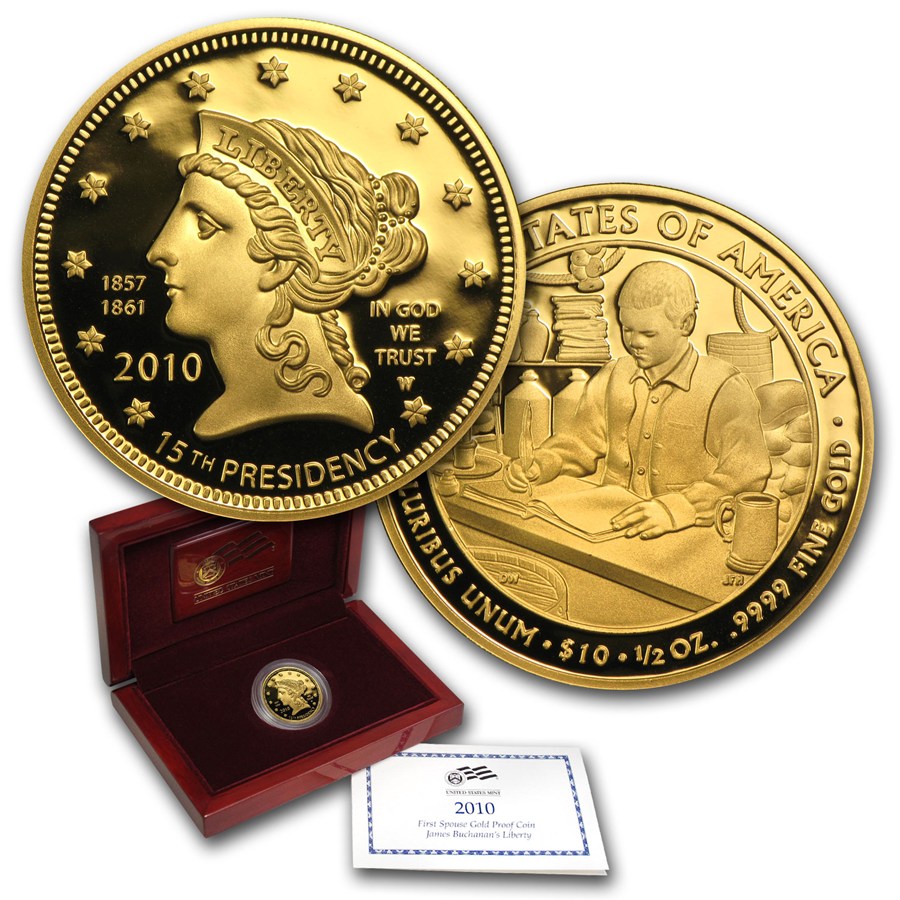 2010-W 1/2 oz Proof Gold Buchanan's Liberty (w/Box & COA)