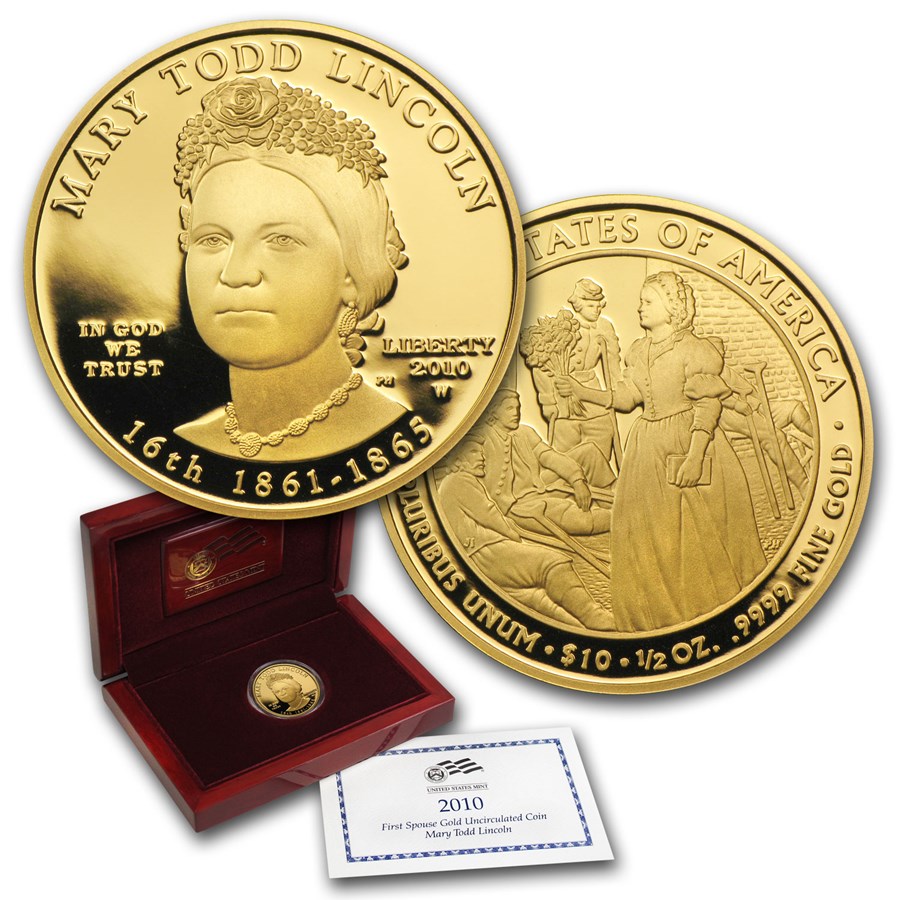 2010-W 1/2 oz Proof Gold Mary Todd Lincoln (w/Box & COA)