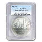 2010-W Disabled American Veterans $1 Silver Commem MS-70 PCGS