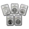 2011 5-Coin American Silver Eagle Set MS/PF-69 NGC (25th Ann)