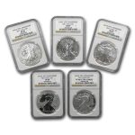 2011 5-Coin American Silver Eagle Set MS/PF-69 NGC (25th Ann)