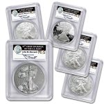 2011 5-Coin Silver Eagle Set MS/PR-69 PCGS (25th, John Mercanti)