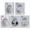 2011 5-Coin Silver Eagle Set MS/PR-70 PCGS (FS, 25th Anniv)